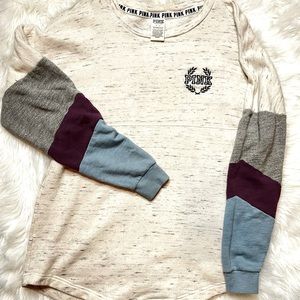 PINK l/s oversized crew -longer fit